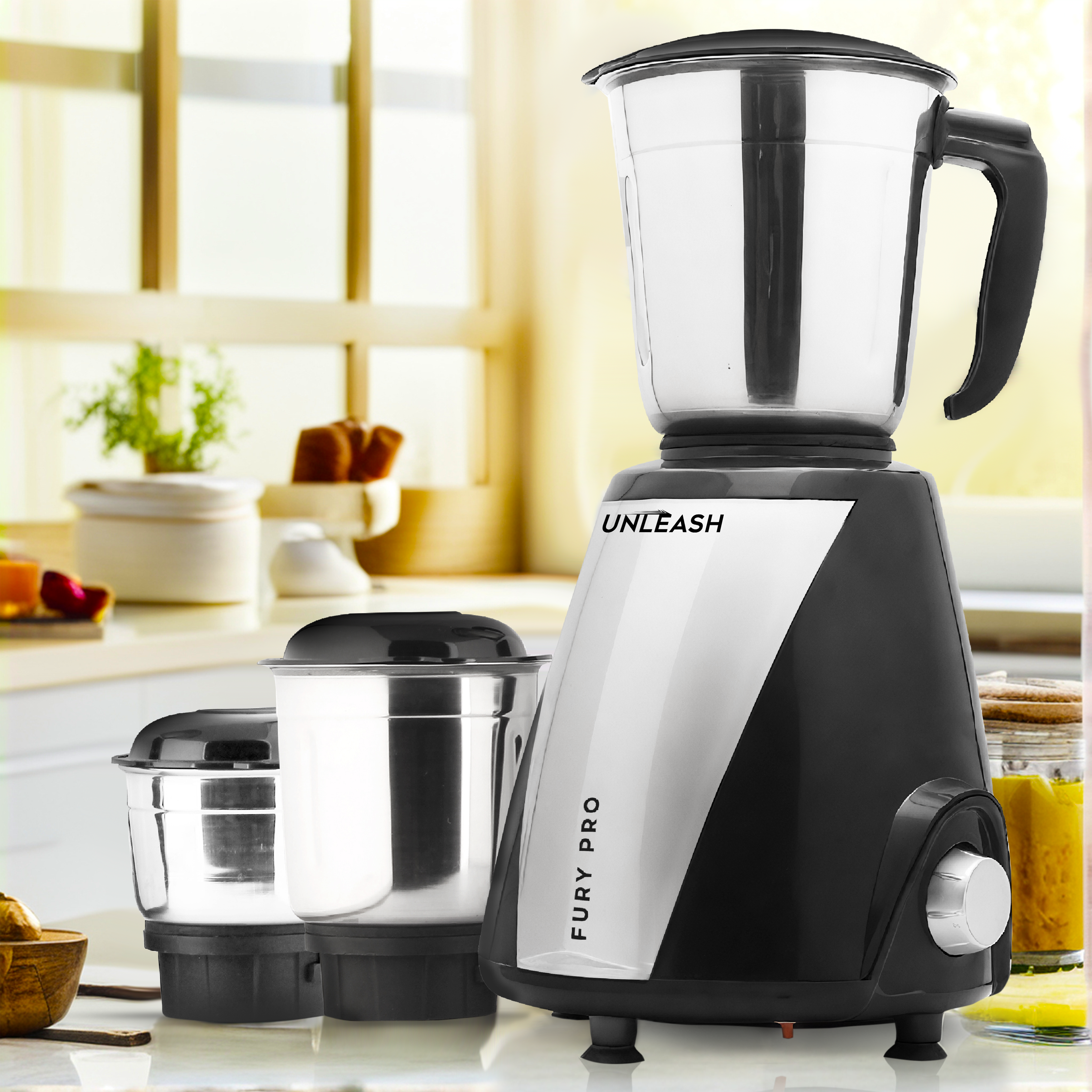 Unleash FuryPro 750 Watt Mixer Grinder Juicer With 3 Jars (Black)