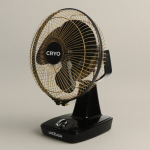 Unleash Cryo Metal Jaali 9 inch High Speed Table Fan (Golden)
