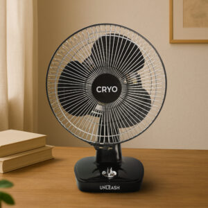 Unleash Cryo Metal Jaali 9 inch High Speed Table Fan (Silver)